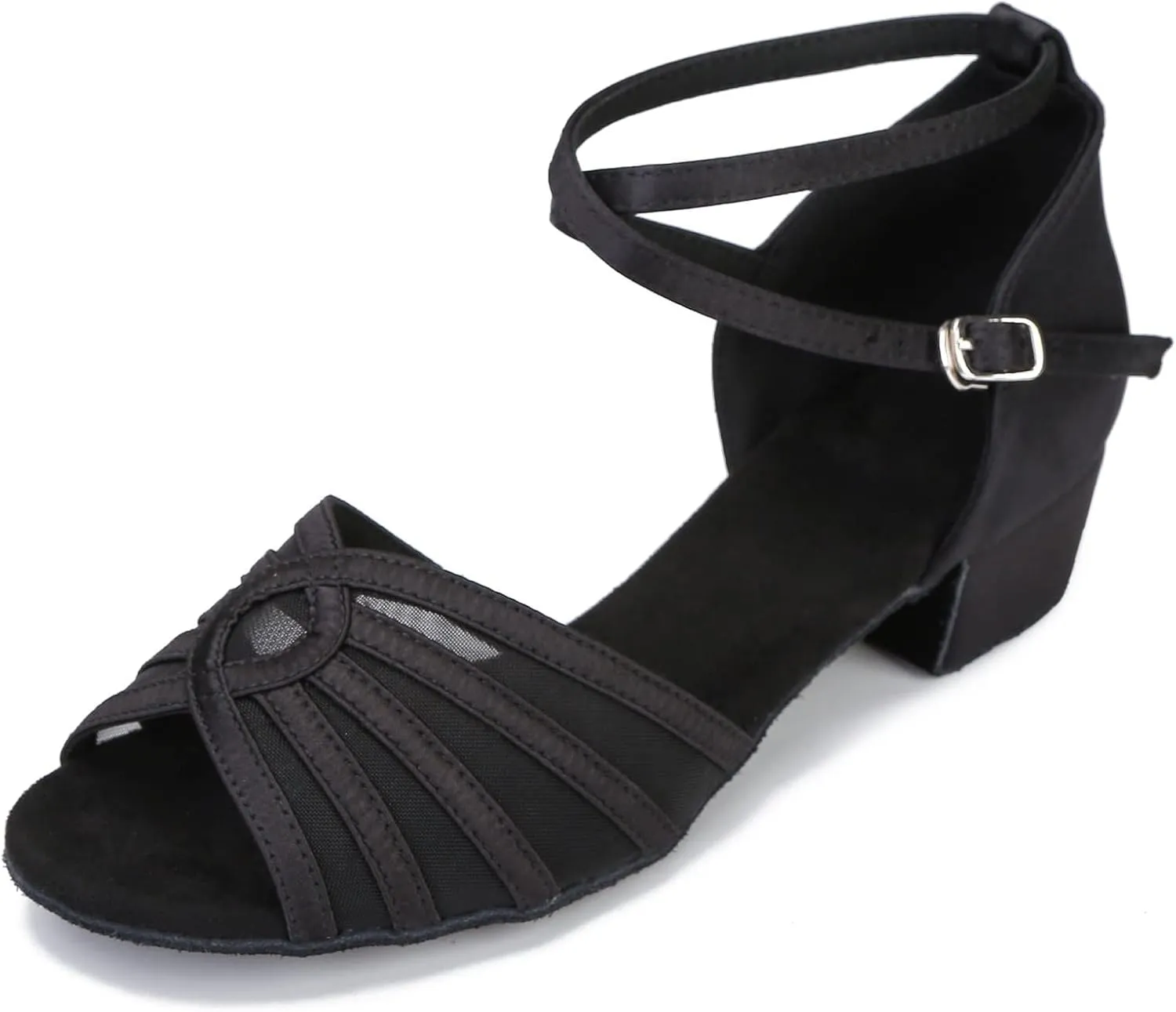 Low Heel Womens Ballroom Latin Salsa Dance Shoes for Social Beginner Practice Dancing Sandals 1.5" Heel LX02