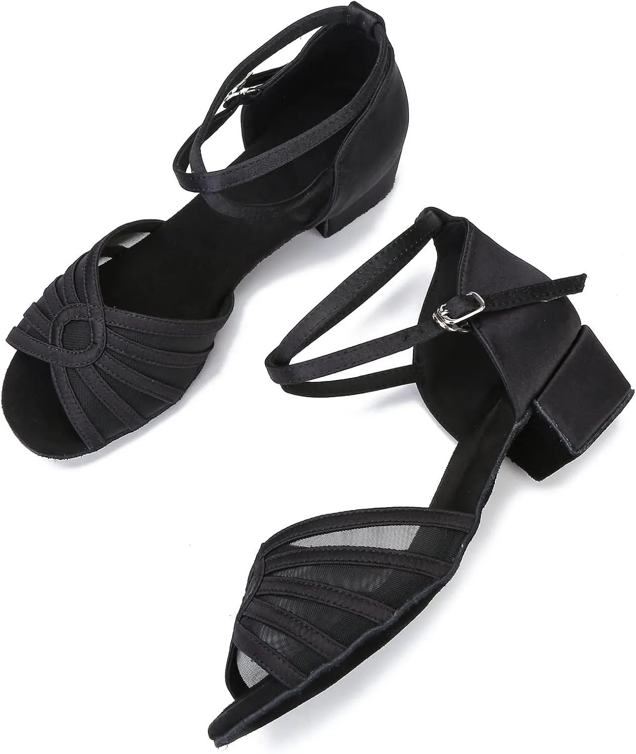Low Heel Womens Ballroom Latin Salsa Dance Shoes for Social Beginner Practice Dancing Sandals 1.5" Heel LX02