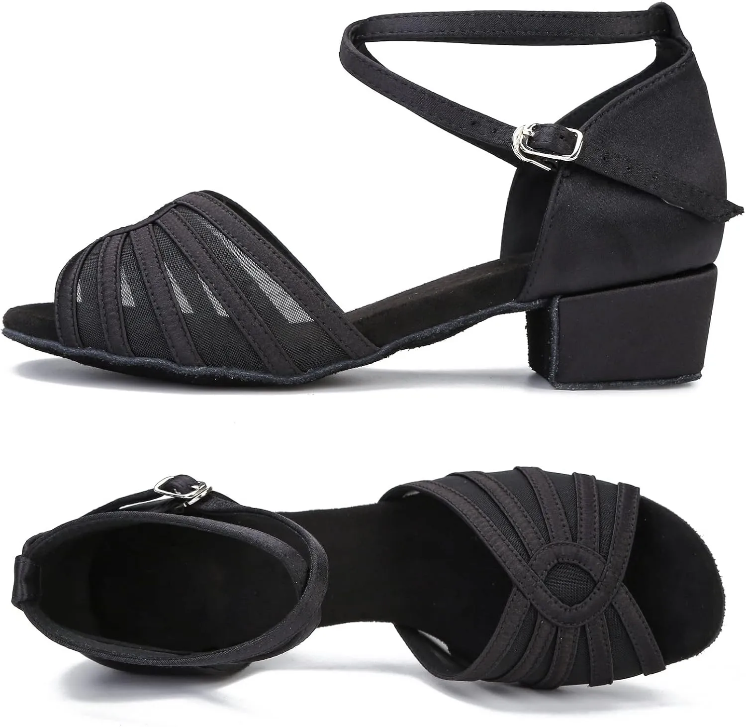 Low Heel Womens Ballroom Latin Salsa Dance Shoes for Social Beginner Practice Dancing Sandals 1.5" Heel LX02