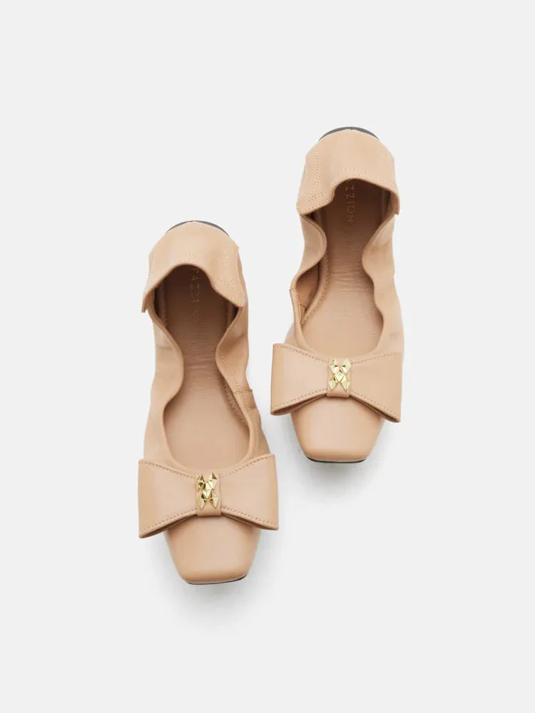 Madeline Studded Bow Foldable Flats