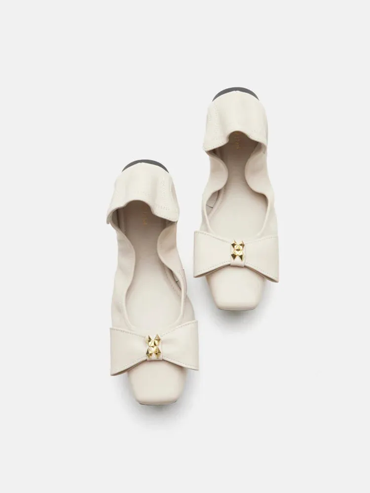 Madeline Studded Bow Foldable Flats