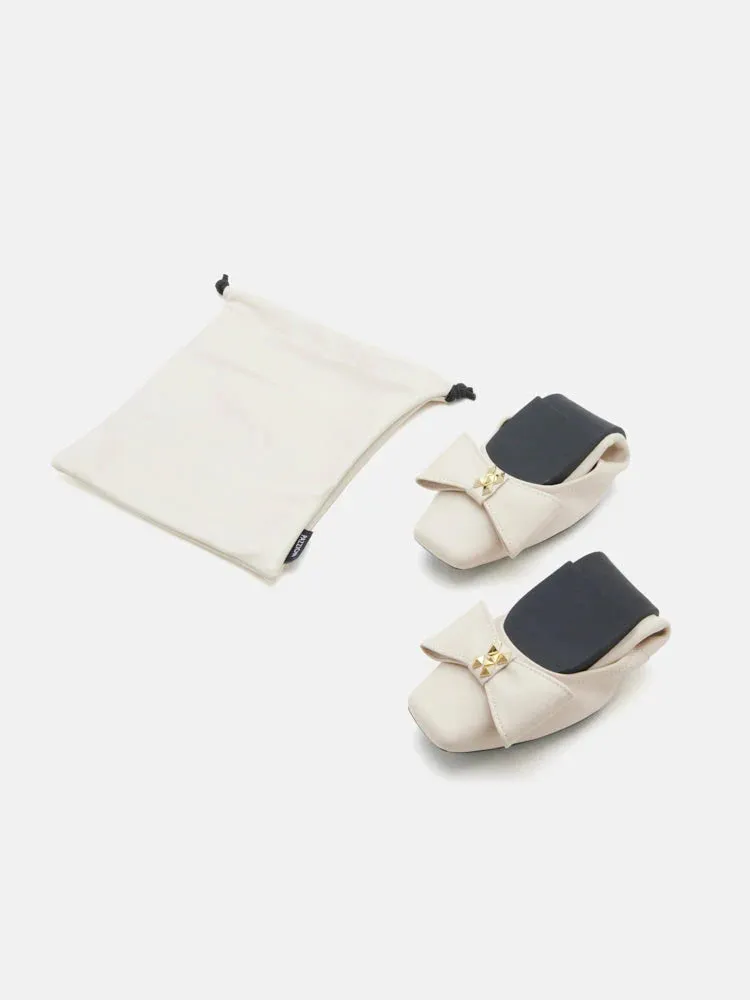 Madeline Studded Bow Foldable Flats