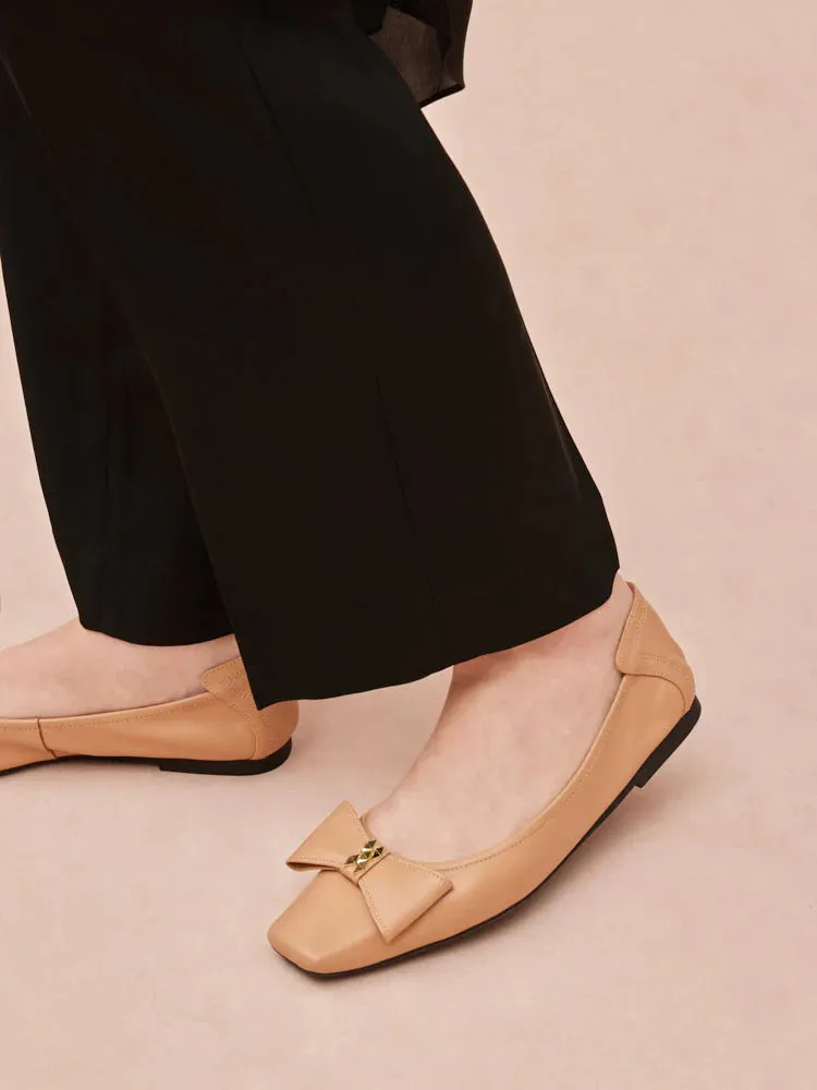 Madeline Studded Bow Foldable Flats