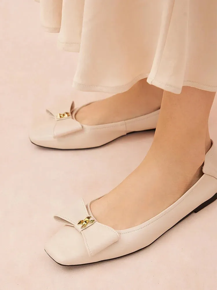 Madeline Studded Bow Foldable Flats