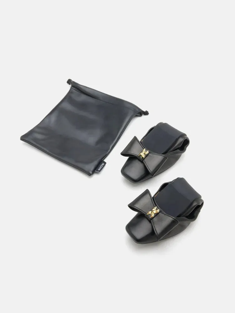 Madeline Studded Bow Foldable Flats