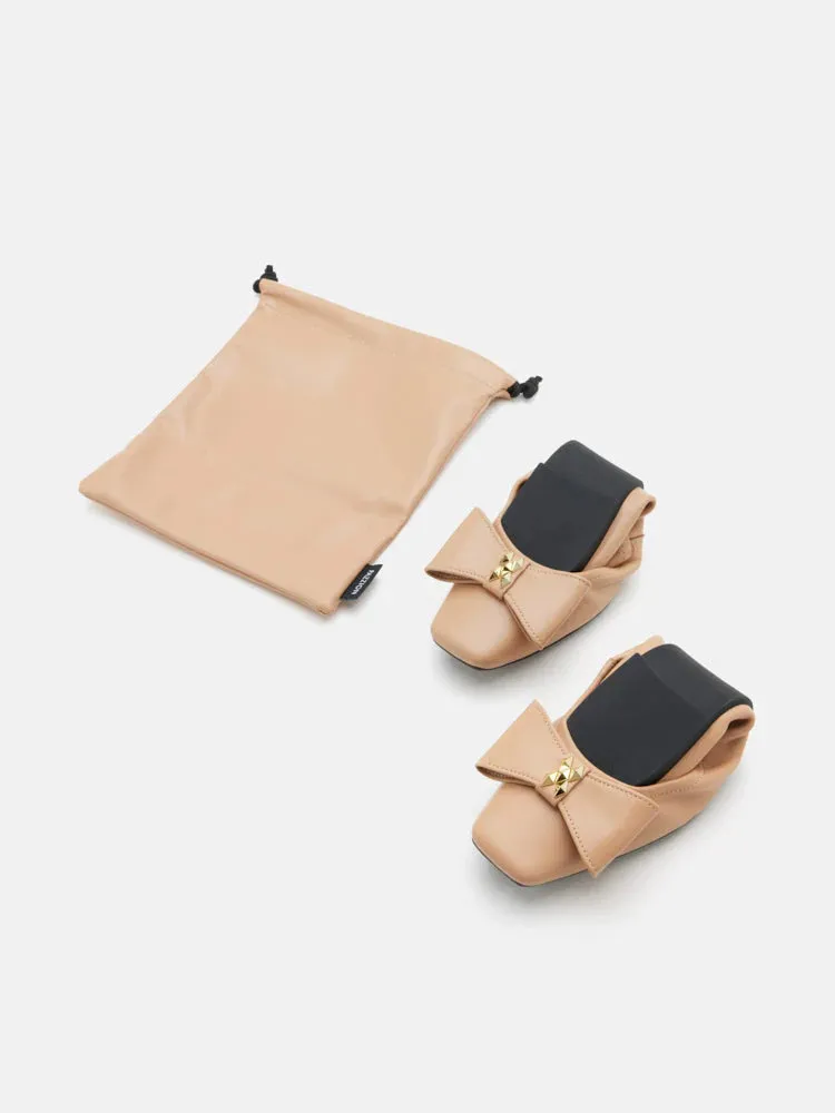 Madeline Studded Bow Foldable Flats