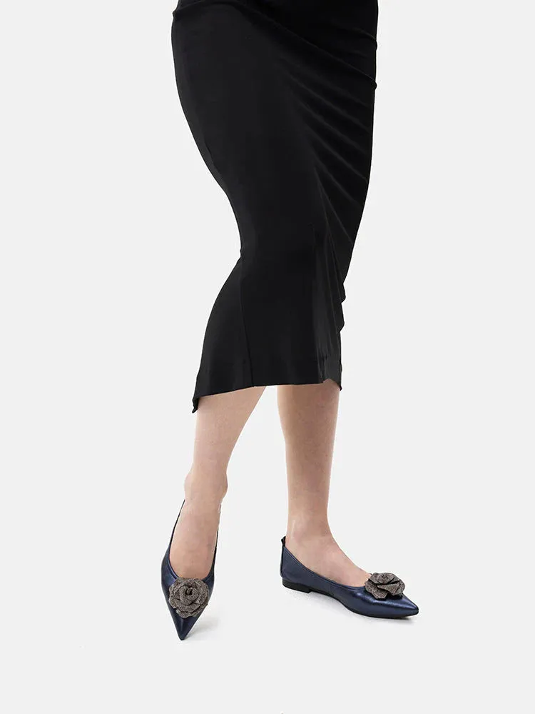Marianna Crystal Embellished Rose Foldable Flats