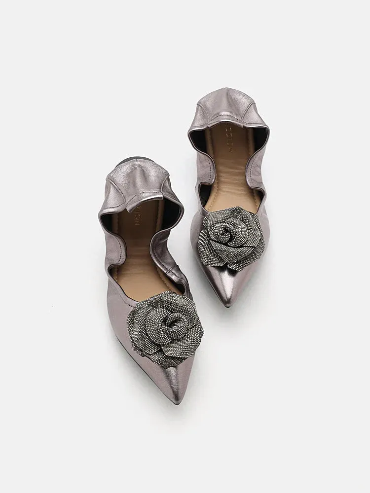 Marianna Crystal Embellished Rose Foldable Flats
