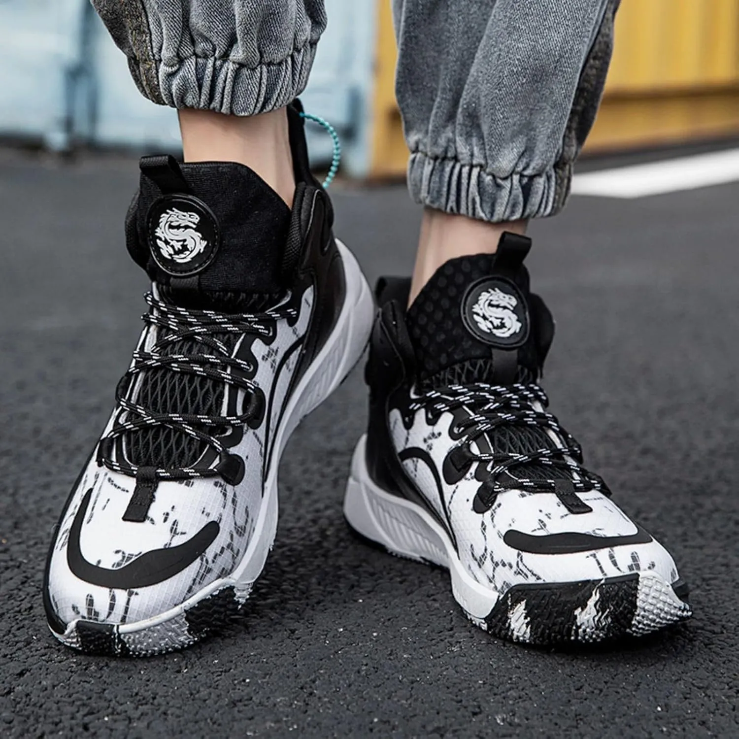 Men's Basketball Shoes with Anti Slip Air Cushion Shock Absorption Durability Lightweight Comfortable Sports Boots