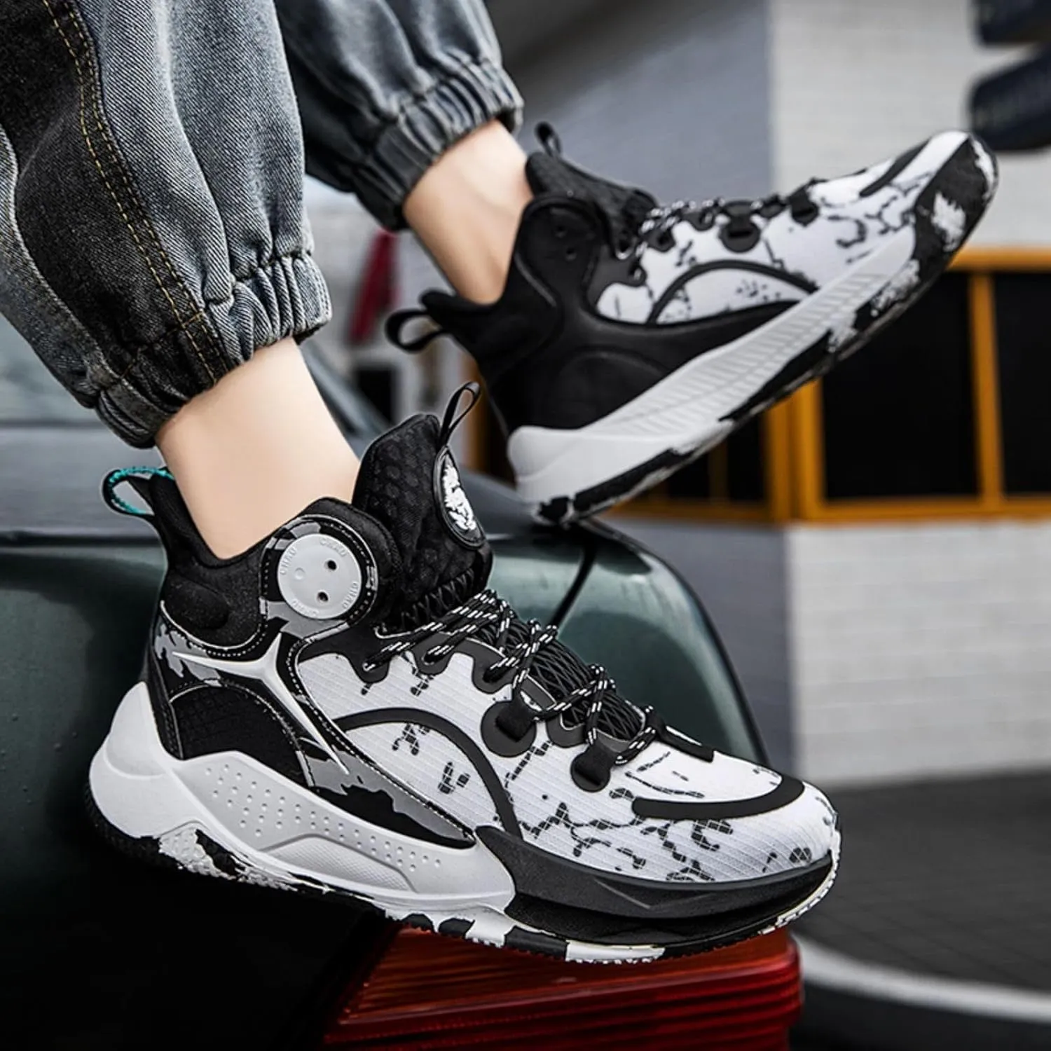 Men's Basketball Shoes with Anti Slip Air Cushion Shock Absorption Durability Lightweight Comfortable Sports Boots