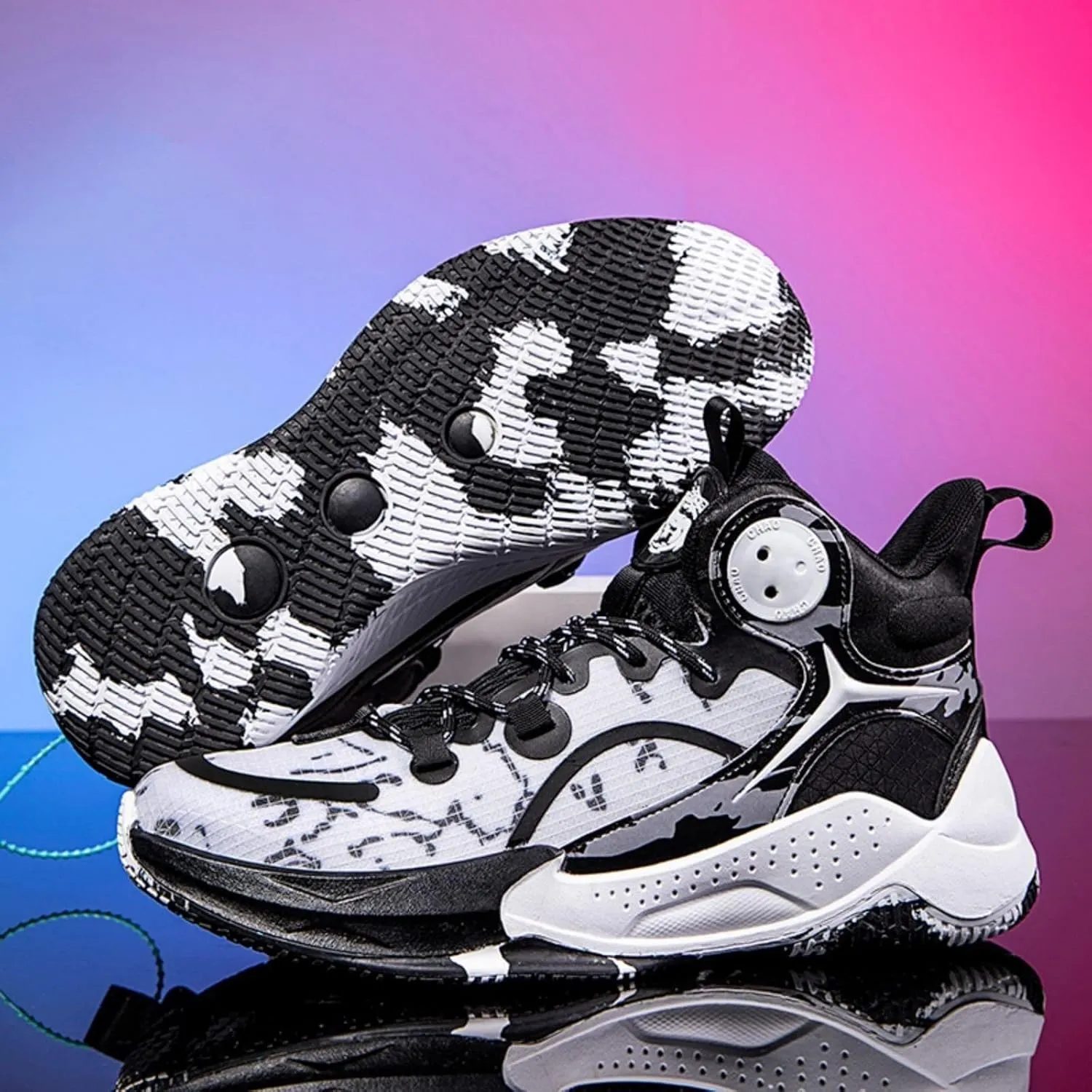 Men's Basketball Shoes with Anti Slip Air Cushion Shock Absorption Durability Lightweight Comfortable Sports Boots