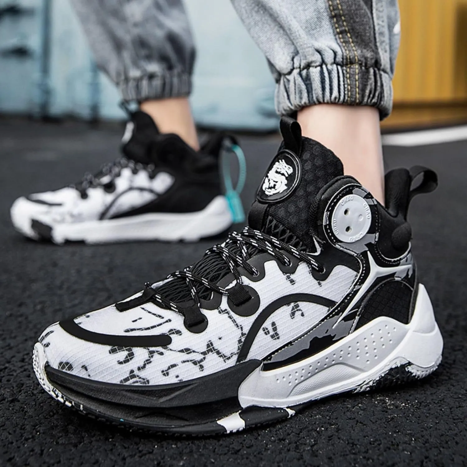 Men's Basketball Shoes with Anti Slip Air Cushion Shock Absorption Durability Lightweight Comfortable Sports Boots