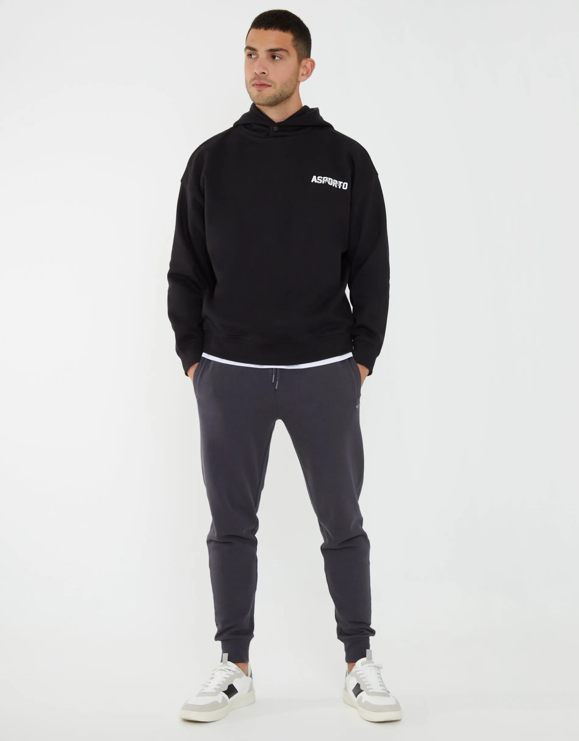 Men's Black Graphic Print Relaxed Fit Pullover Hoodie