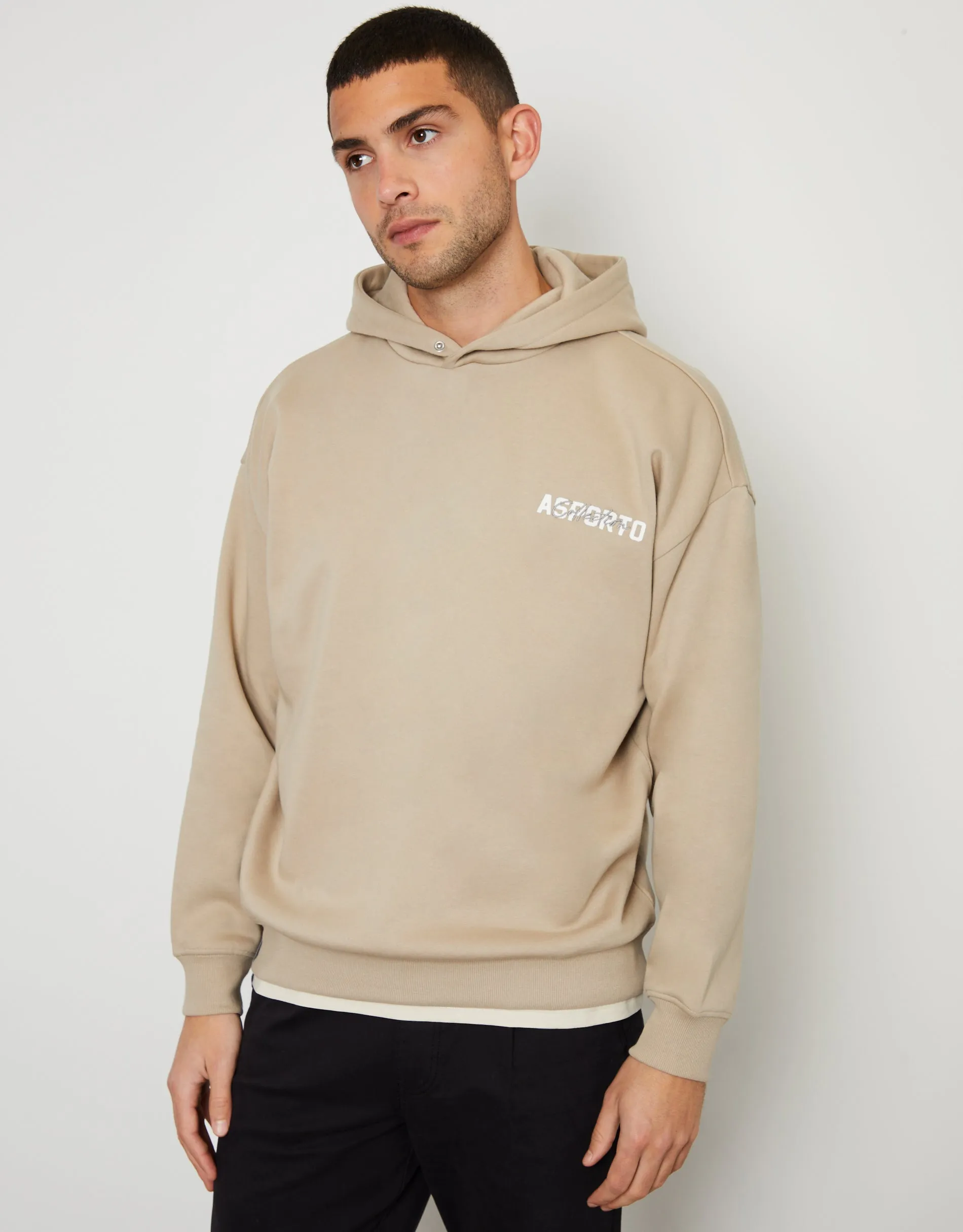 Men's Dark Stone Graphic Print Relaxed Fit Pullover Hoodie