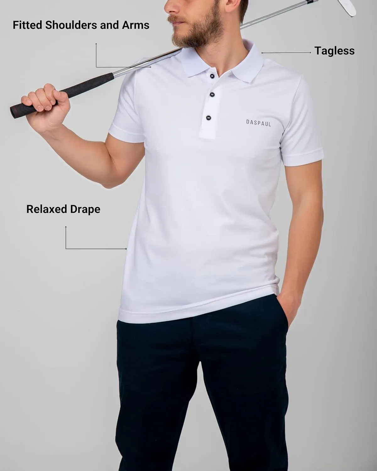 Men's Quick-Dry Golf Polo Shirt- Cotton Polyester Blend Shirt