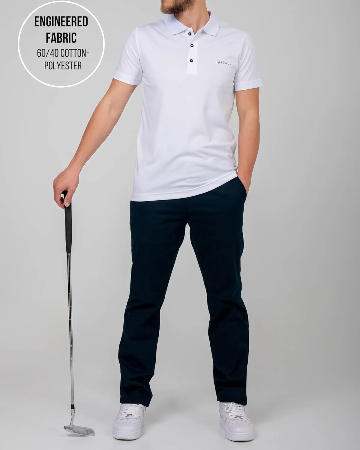 Men's Quick-Dry Golf Polo Shirt- Cotton Polyester Blend Shirt