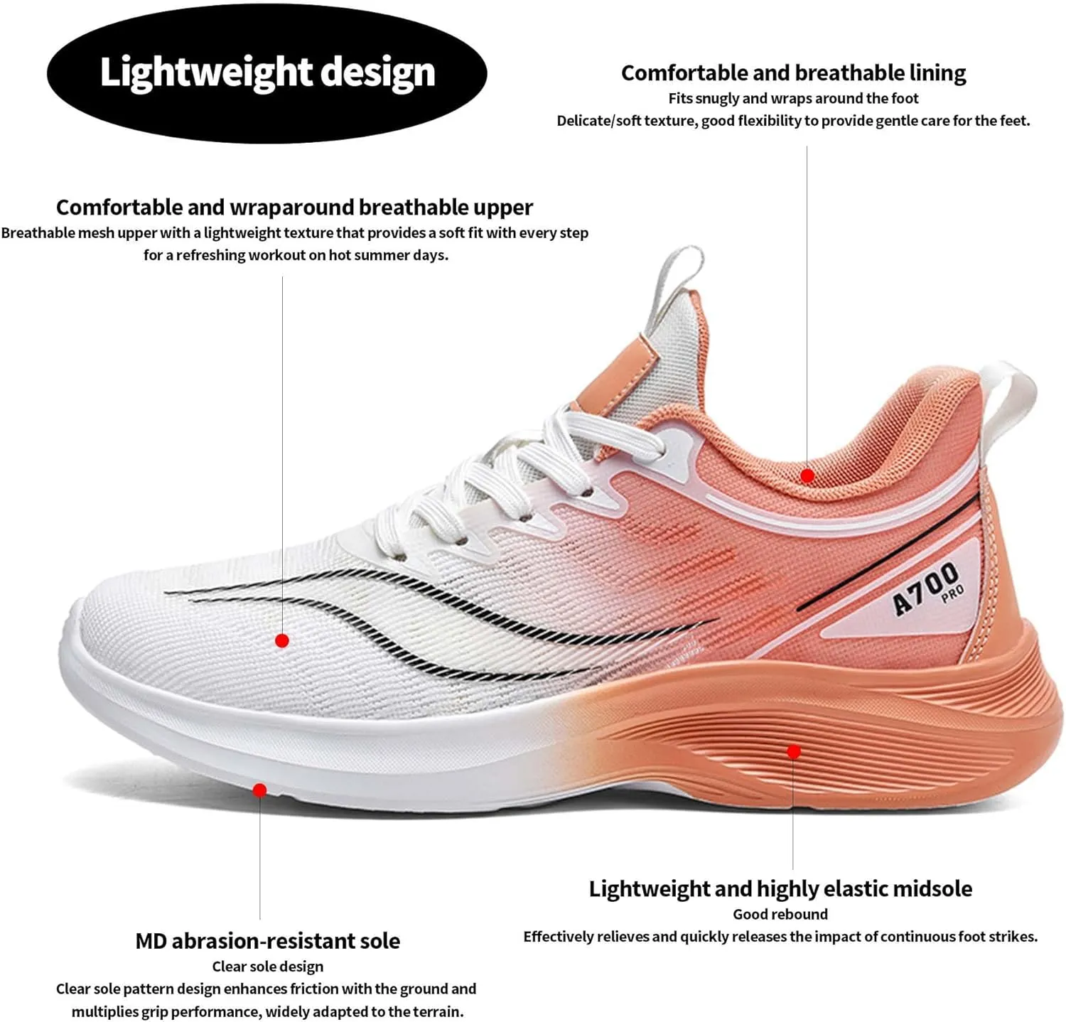 Men's Running Shoes Fashion Sneakers Lightweight Breathable Mesh Lace Up Mesh Walking Shoes Workout Casual Sports Shoes Cross Training Sneakers Women's Running Shoes