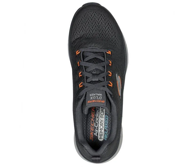Men's Wide Fit Skechers 232364 Relaxed Fit Meerno D'lux Walker Trainers - Charcoal/Orange