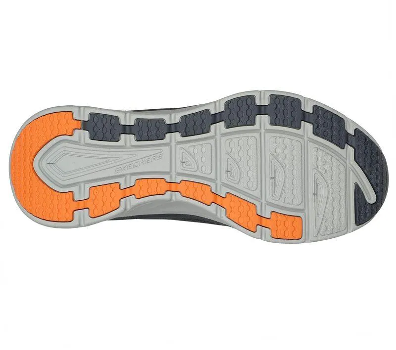 Men's Wide Fit Skechers 232364 Relaxed Fit Meerno D'lux Walker Trainers - Charcoal/Orange