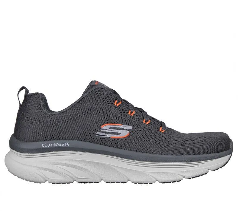Men's Wide Fit Skechers 232364 Relaxed Fit Meerno D'lux Walker Trainers - Charcoal/Orange
