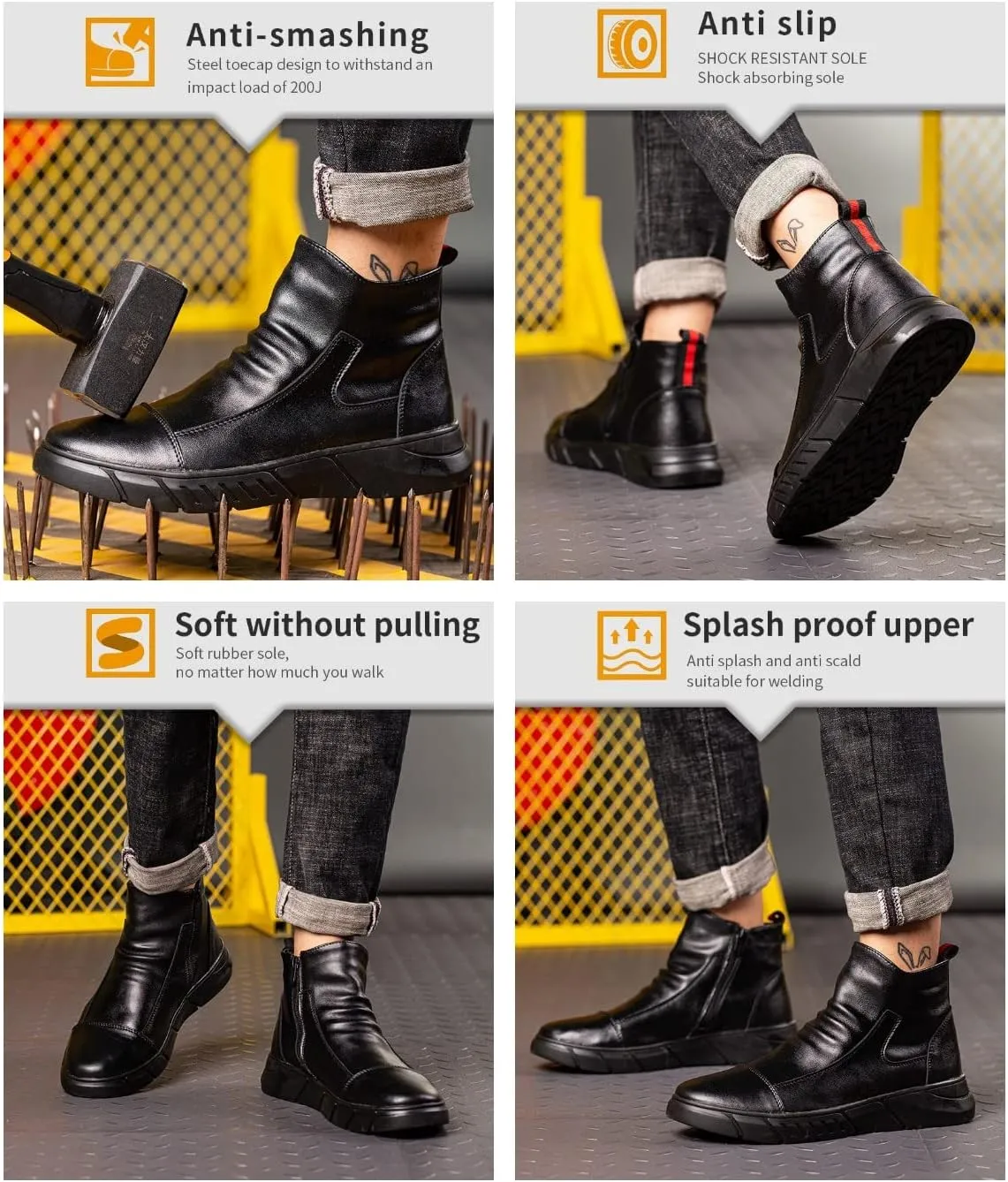 Micoklinlin Womens Steel Toe Boots Waterproof Microfiber Leather Zipper Safety Shoes Industrial Breathable Work Sneakers