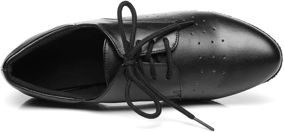 Minishion Women's Lace-up Breathable Block Low Heel Ballroom Latin Dance Shoes