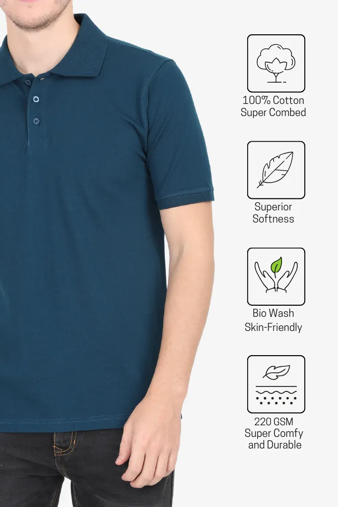 Petrol Blue Polo T-shirt for men