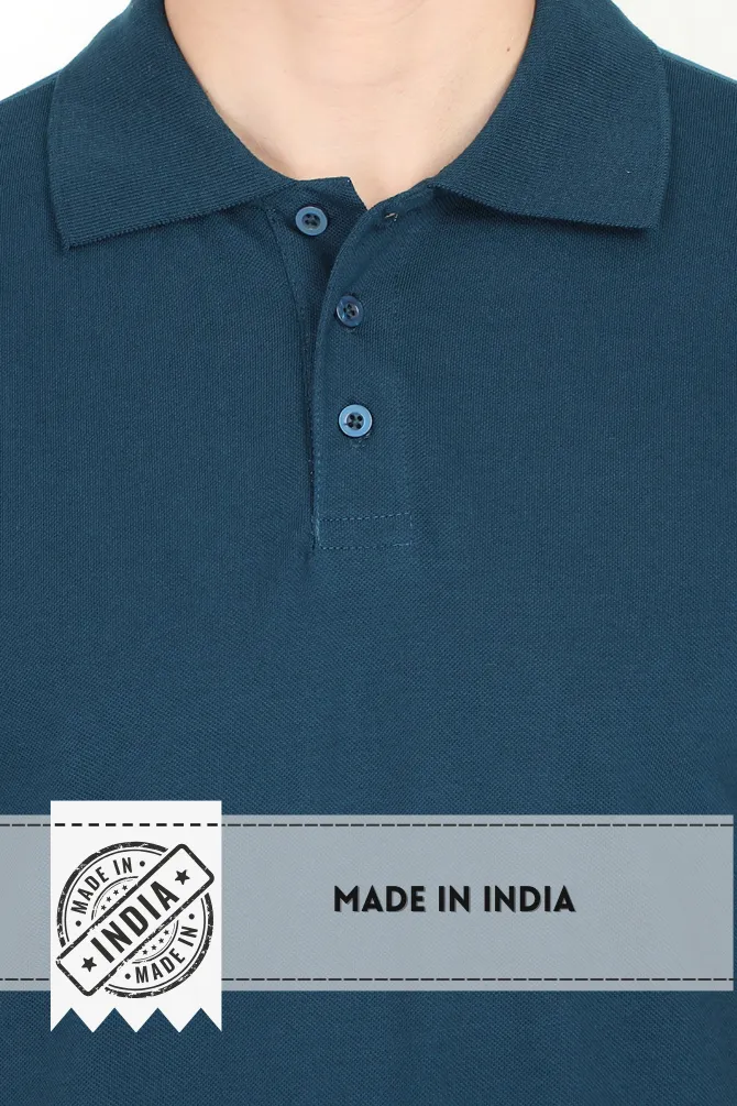 Petrol Blue Polo T-shirt for men