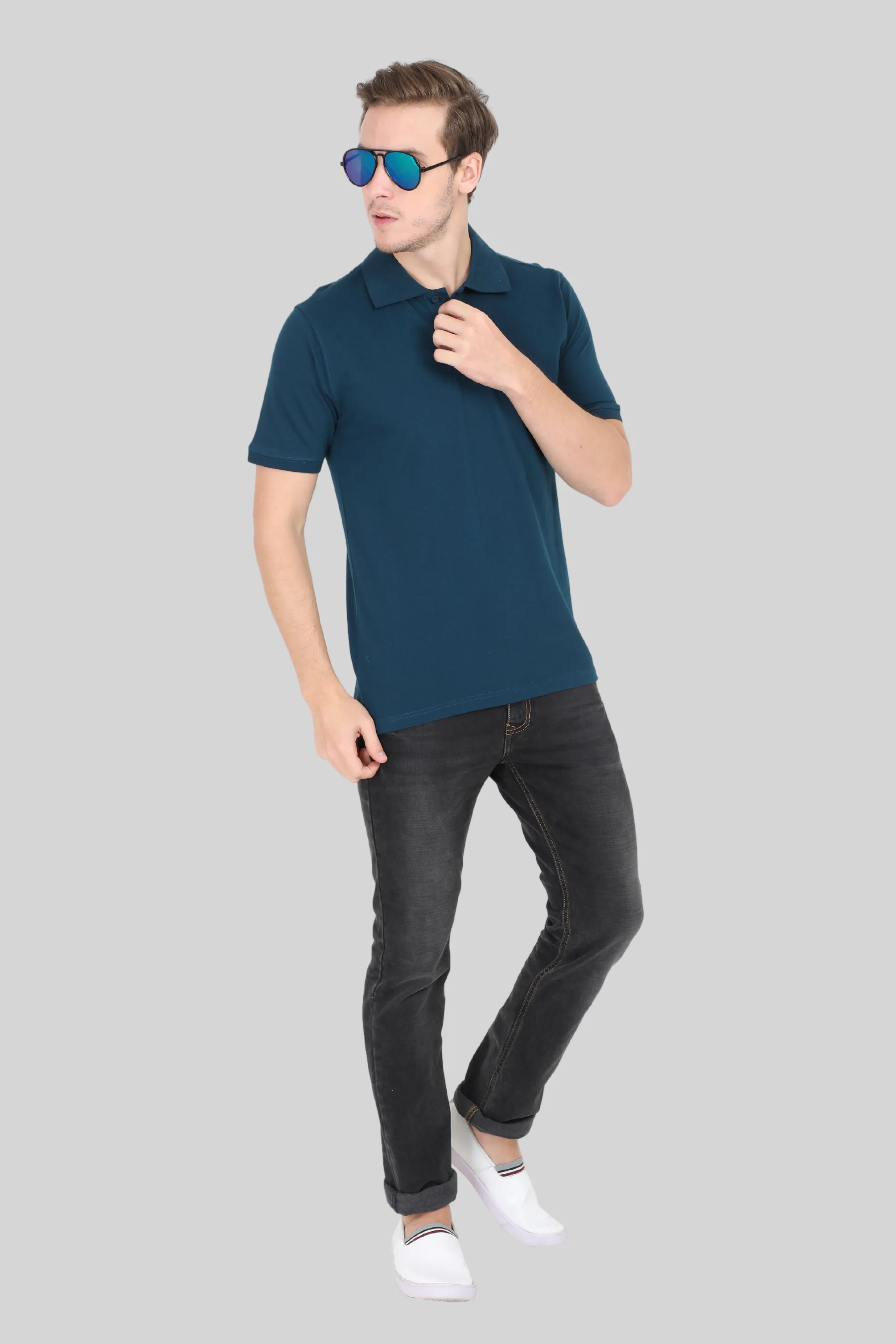 Petrol Blue Polo T-shirt for men
