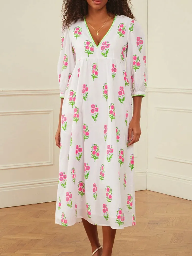 Pink City Prints Neon Agapanthus Lydia Dress