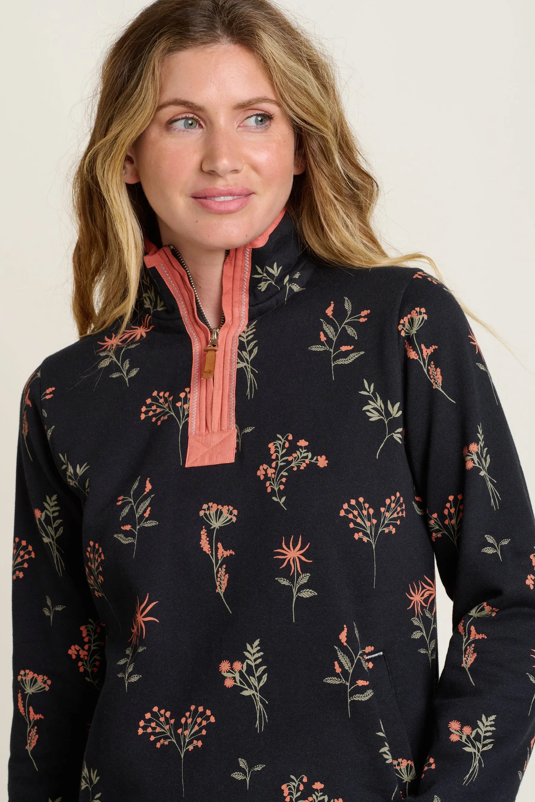 Printed Quarter Zip Sweatshirt