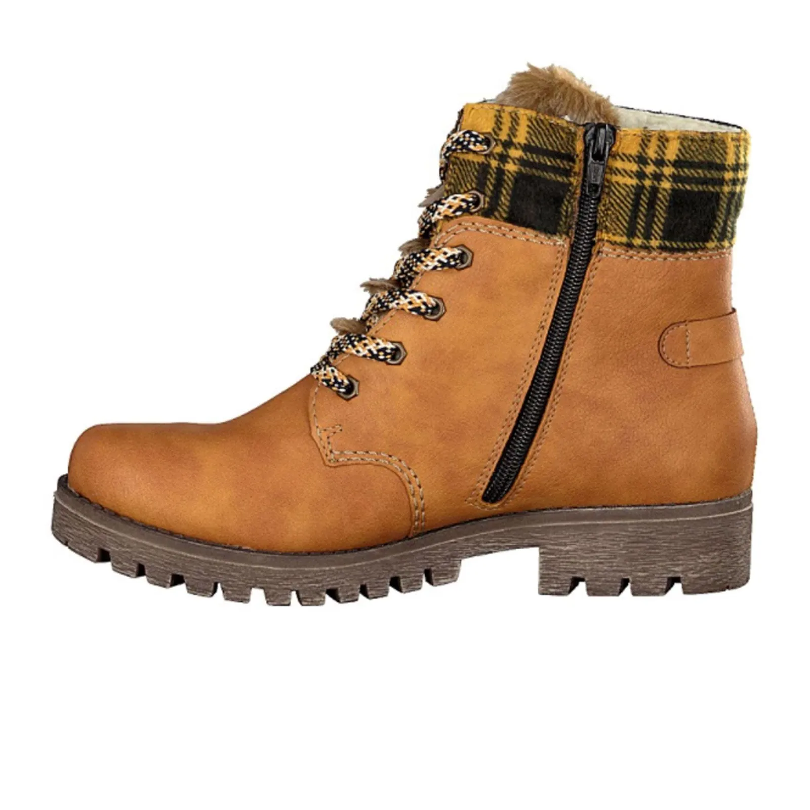 Rieker 785G1-68 Mid Boot (Women) - Ocker/Yellow-Black/Steppe