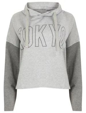 Sadie Cropped Oversized Hoodie In Light Grey Marl - Tokyo Laundry