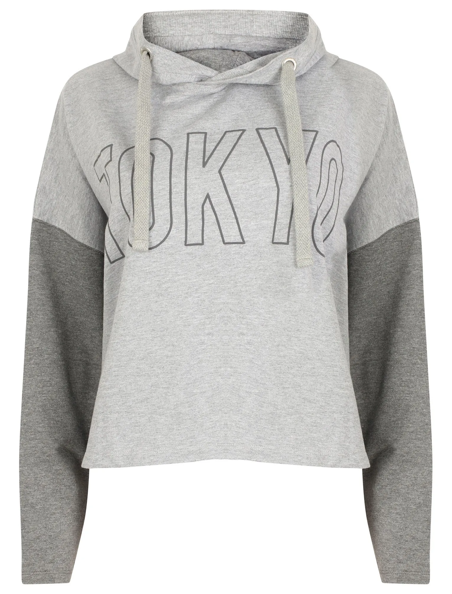 Sadie Cropped Oversized Hoodie In Light Grey Marl - Tokyo Laundry