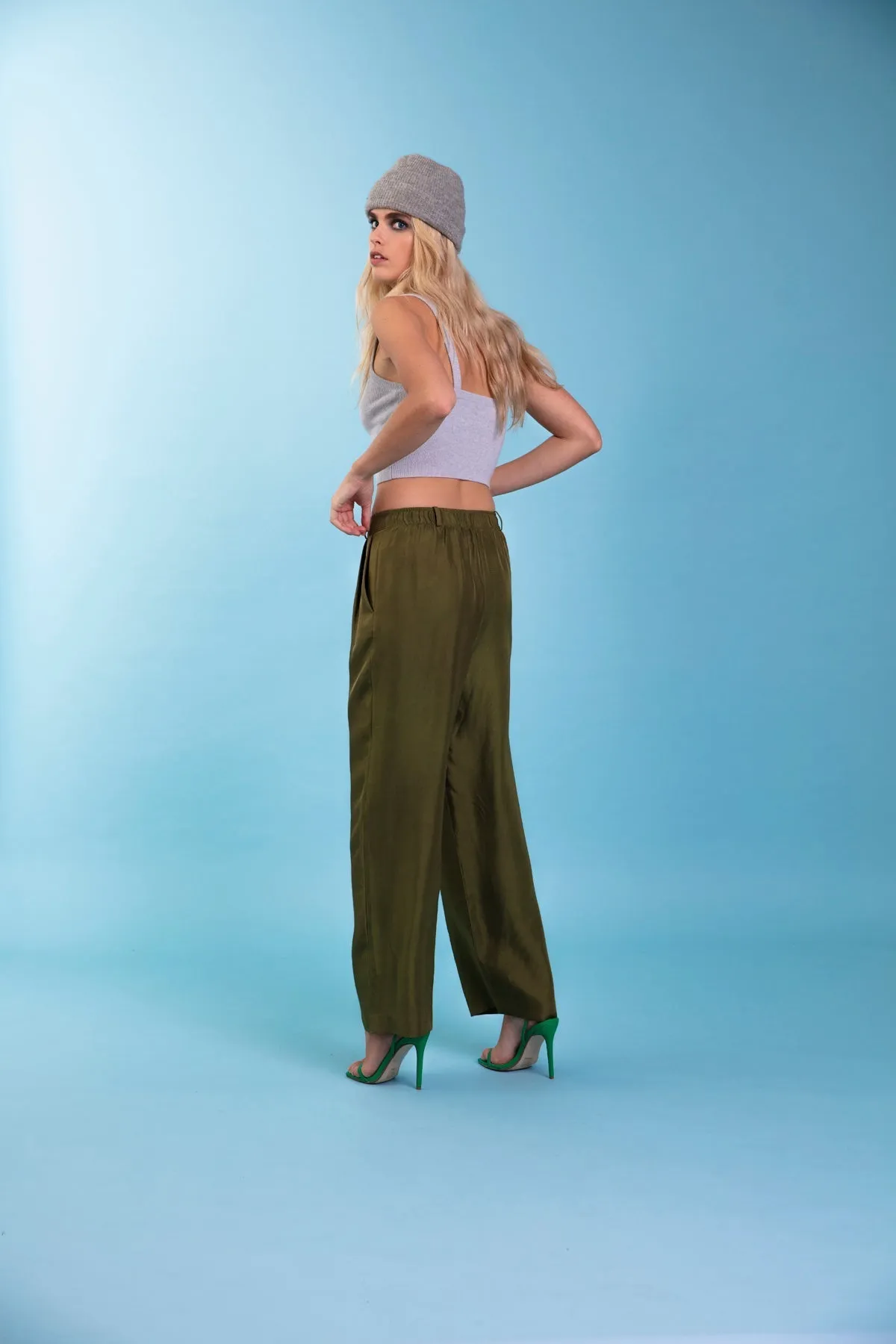 Salinas Silk Trouser Khaki Woman