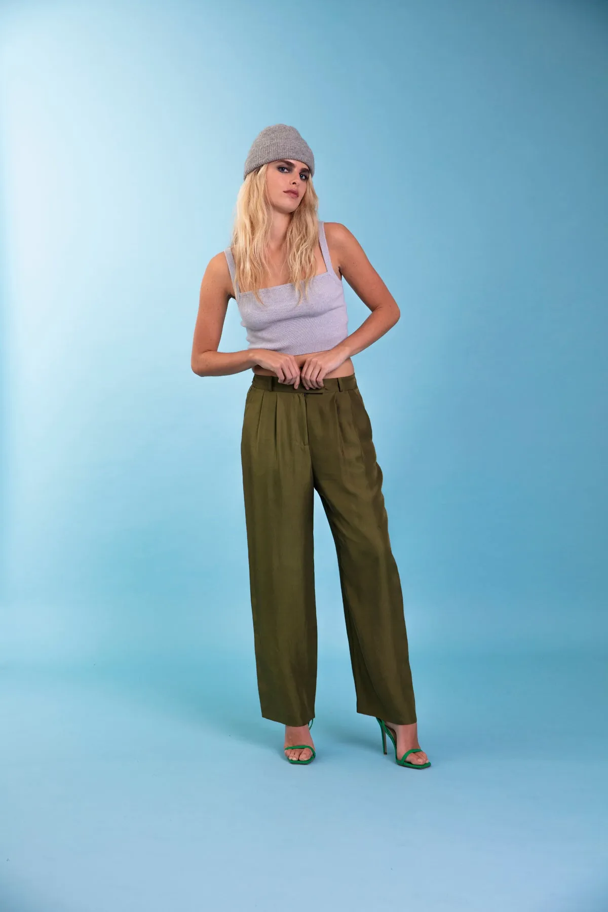 Salinas Silk Trouser Khaki Woman