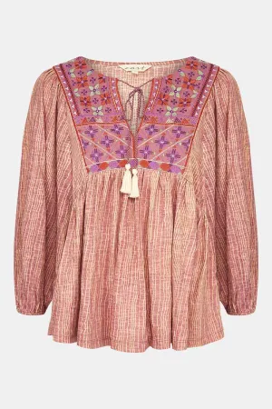 Sarai Blush Cotton Jersey Embroidered Top