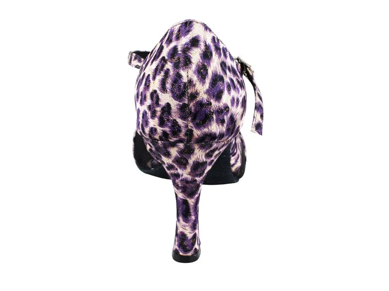 Sera Series Purple Satin & Black Mesh Dance Sandals