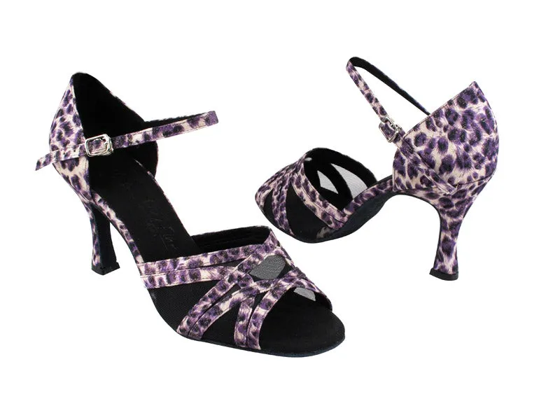 Sera Series Purple Satin & Black Mesh Dance Sandals