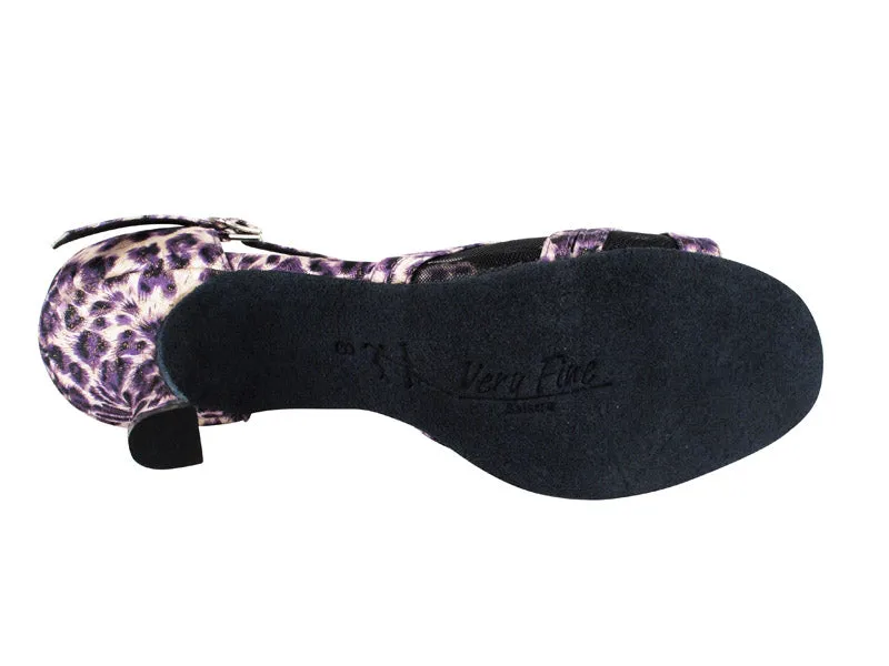 Sera Series Purple Satin & Black Mesh Dance Sandals