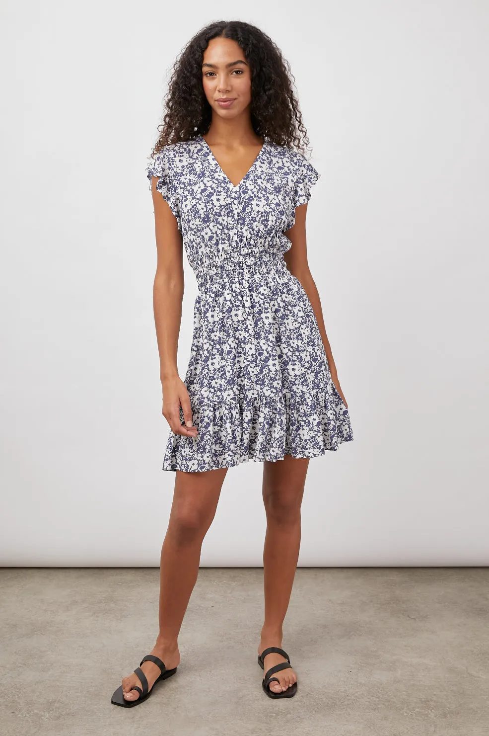 Tara Navy White Texture Dress