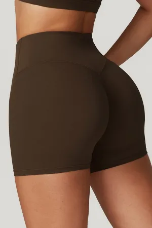 UltraFlex High-Waist Active Shorts - Dark Chocolate Brown