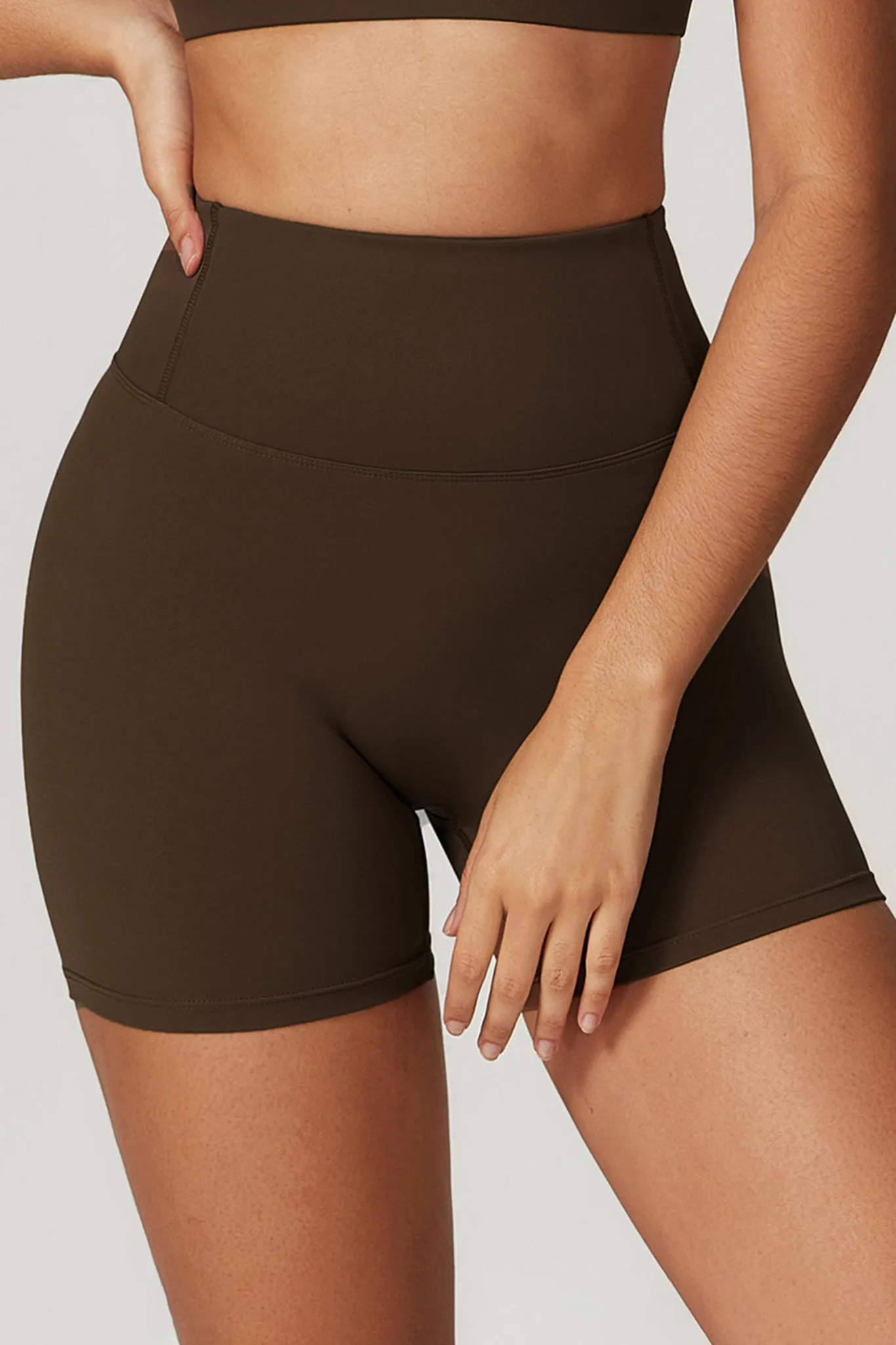 UltraFlex High-Waist Active Shorts - Dark Chocolate Brown