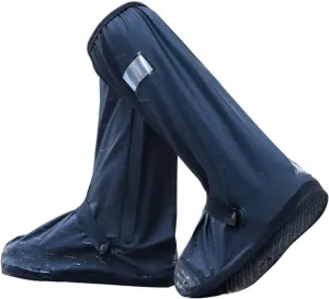 Waterproof Rain Boot Shoe Cover with Reflector Reuseable & Foldable, Silicone Shoe Protector with Zipper for Outdoor
