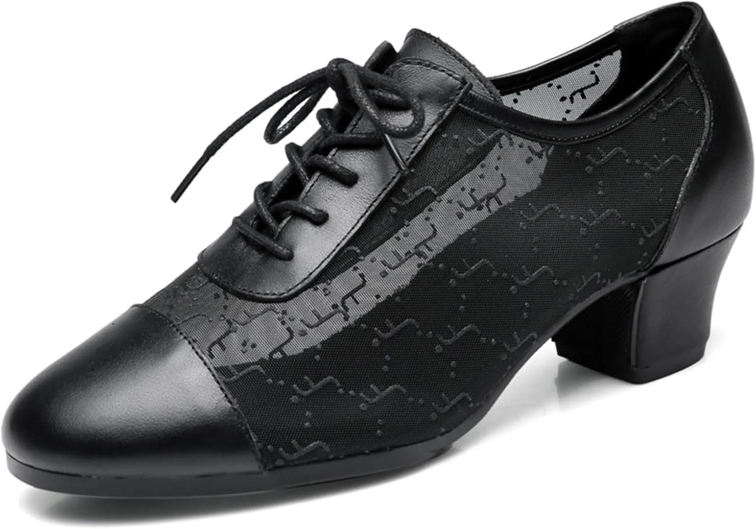 Women Ballroom Dance Shoes Rubber Sole Non-Slip Soft Sole Latin Dance Shoes Mesh Breathable Lightweight Professional Performance Dance Shoes (Color : Black-3.5CM/1.37In, Size : 5.5)