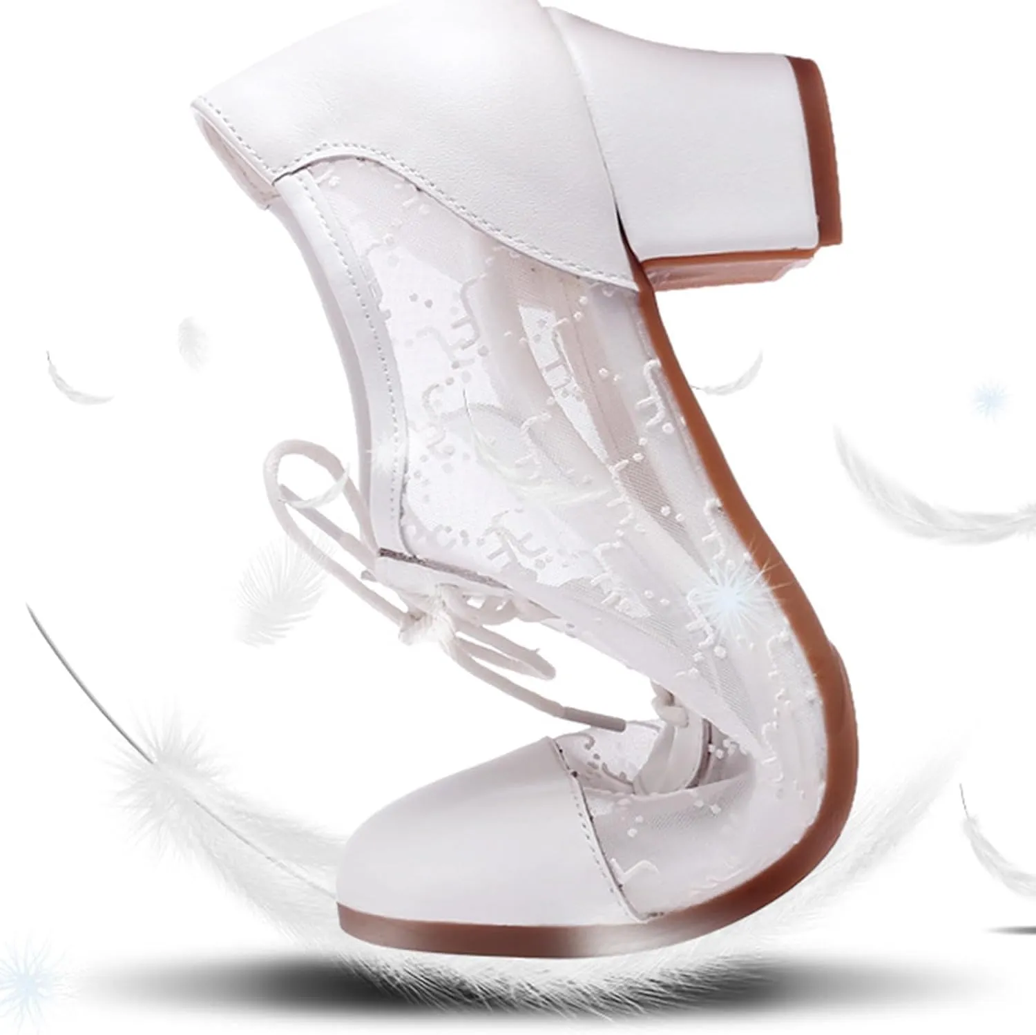 Women Ballroom Dance Shoes Rubber Sole Non-Slip Soft Sole Latin Dance Shoes Mesh Breathable Lightweight Professional Performance Dance Shoes (Color : White-3.5CM/1.37In, Size : 5)