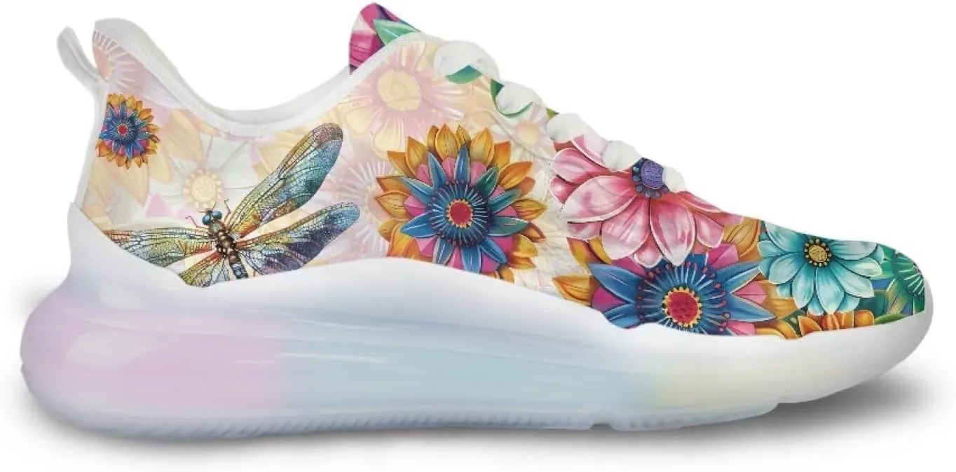 Women's Floral Print Sneaker Soft Lightweight Non Slip Tennis Sneaker Footwear Air Cushion Walking Shoes for Women US 6-11