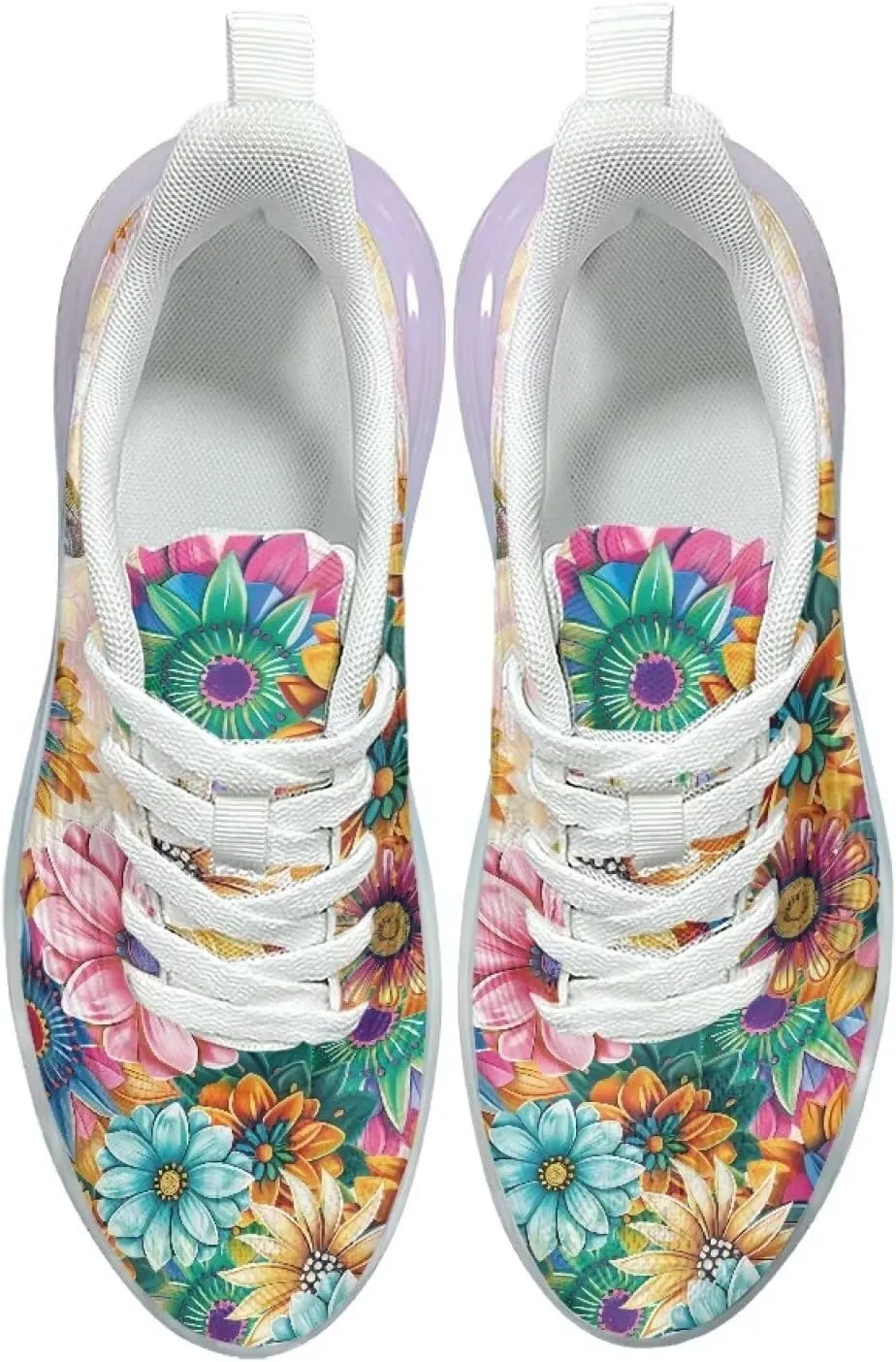 Women's Floral Print Sneaker Soft Lightweight Non Slip Tennis Sneaker Footwear Air Cushion Walking Shoes for Women US 6-11