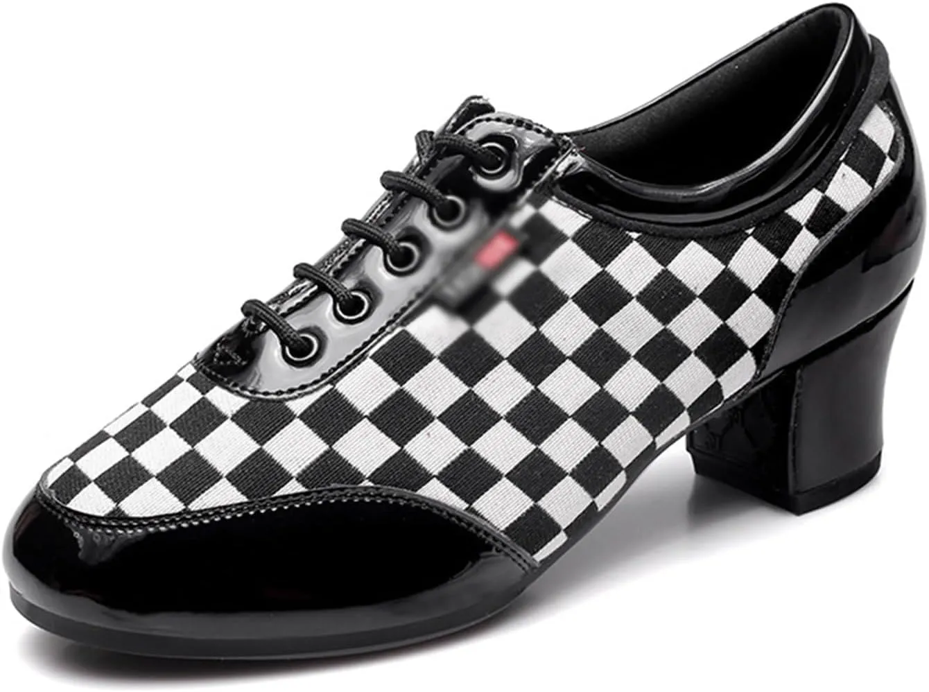 Women's Social Dance Shoes PU Leather Breathable Rubber Sole Soft Sole Ballroom Dance Pratice Shoes Lace Up Performance Party Dance Shoes (Color : White lattice-5CM/1.96In, Size : 7)