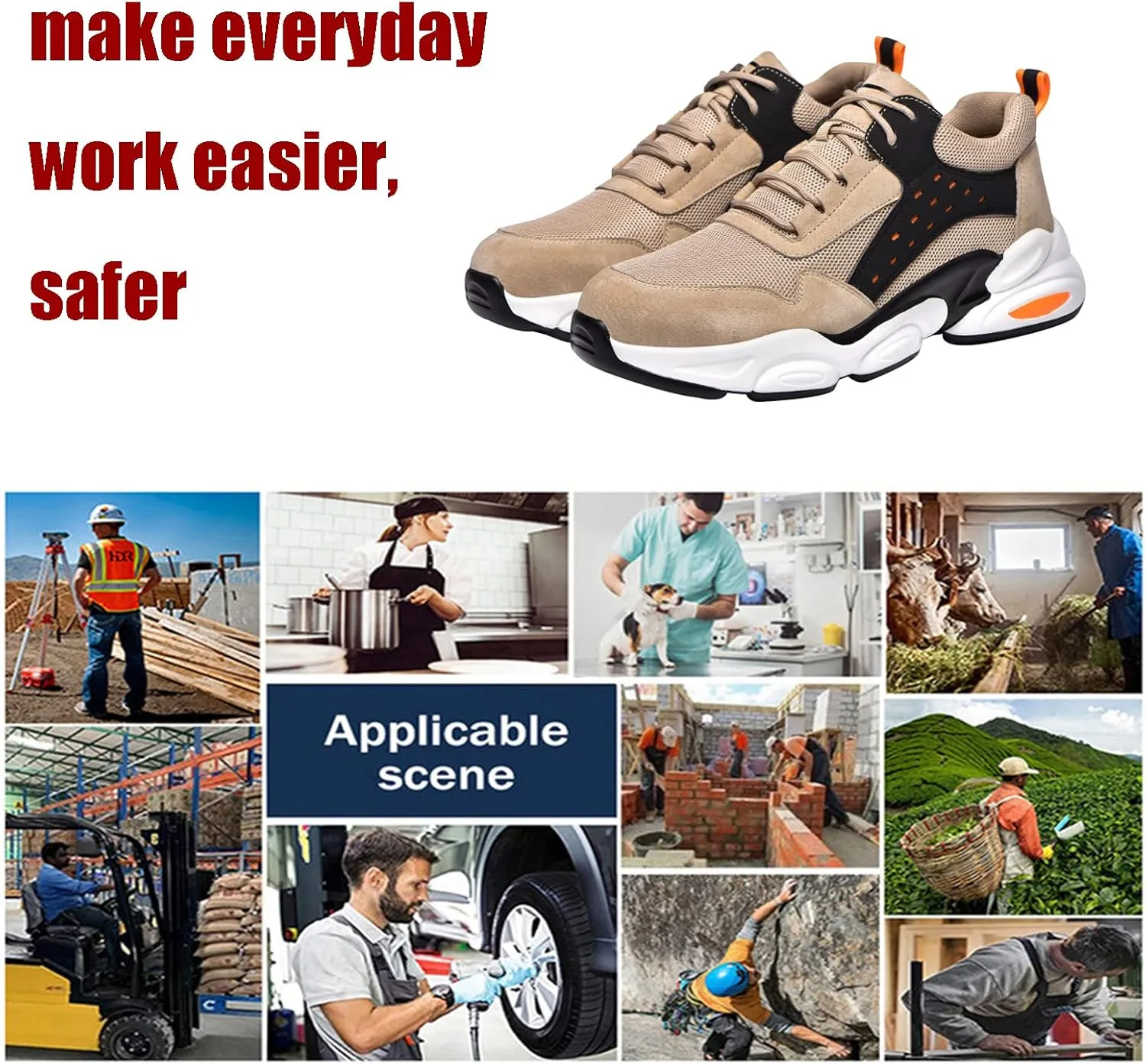 Worker Protective Shoes,for Industrial & Construction Site, Drivers, Factories, Kitchens, Gas Stations,